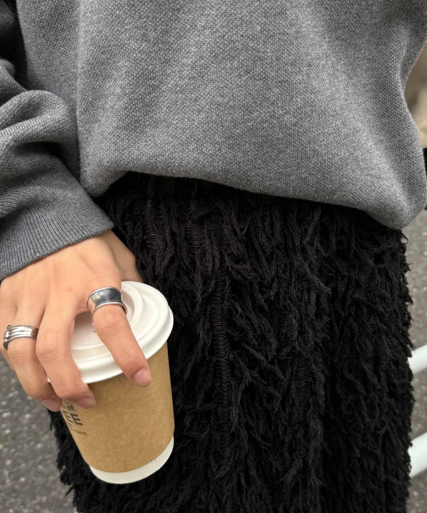 羽毛流蘇中長裙