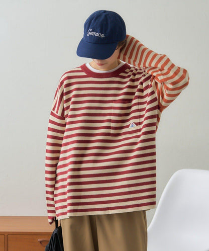 【中性】【GEVACO】條紋針織套頭衫