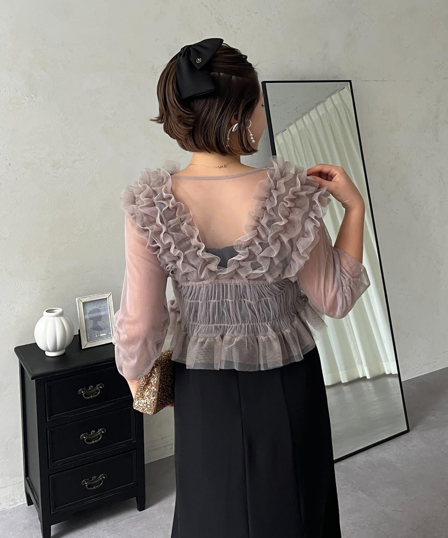 【MOMO】透視荷葉邊吊帶疊穿連衣裙