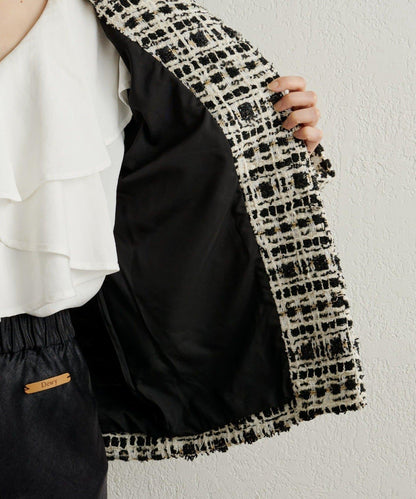 可搭配套裝穿著無領花呢夾克