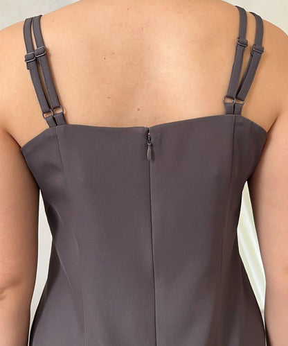 【MOMO】透視荷葉邊吊帶疊穿連衣裙