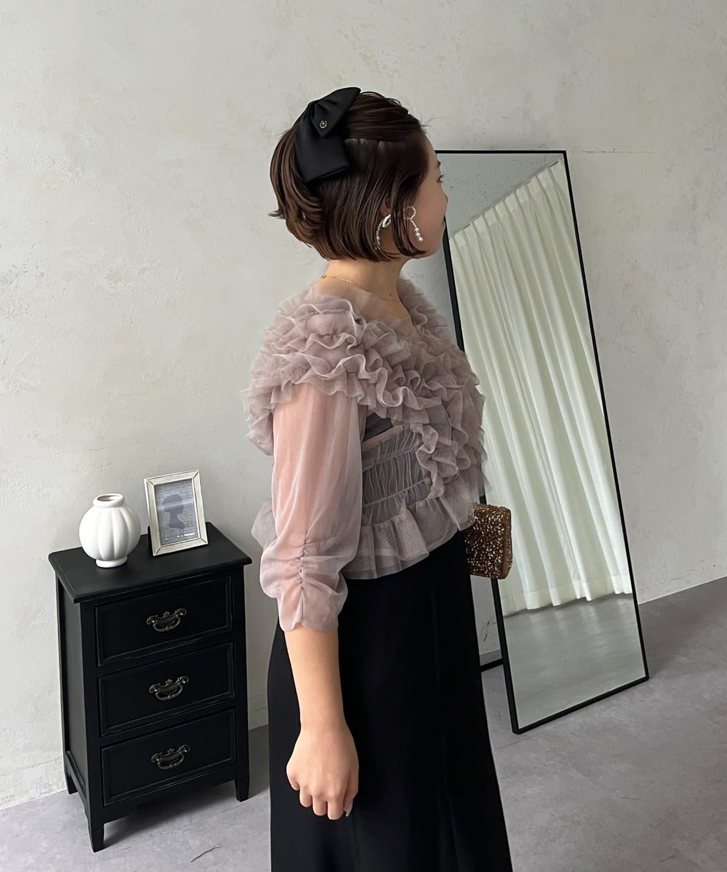 【MOMO】透視荷葉邊吊帶疊穿連衣裙