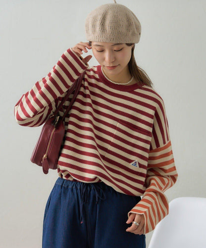 【GEVACO】短款條紋針織套頭衫