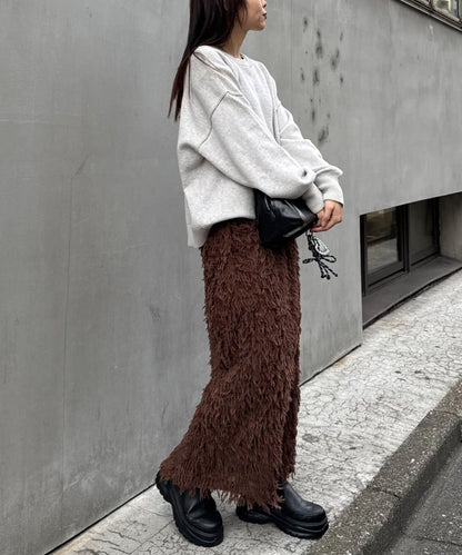 羽毛流蘇中長裙