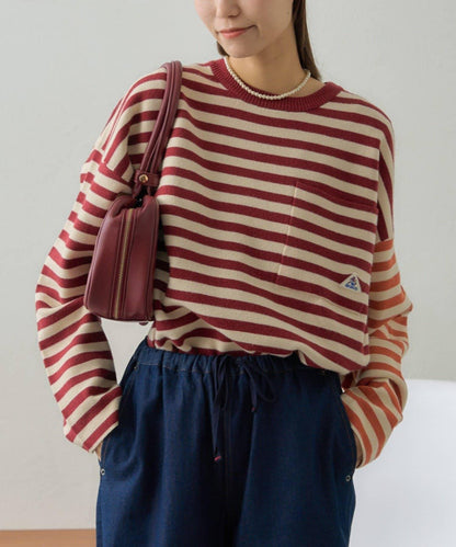 【GEVACO】短款條紋針織套頭衫