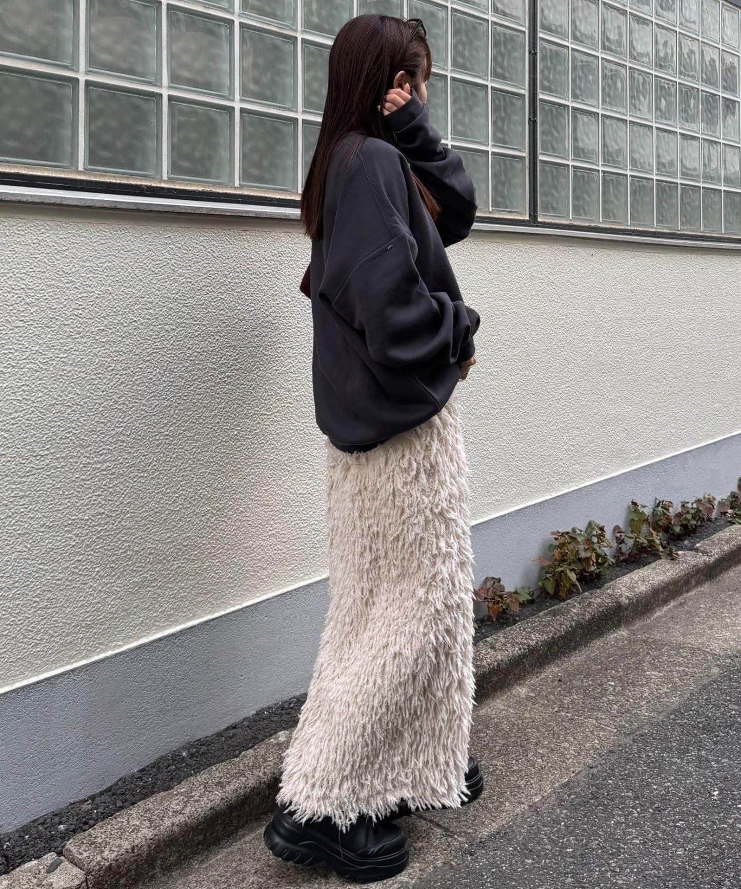 羽毛流蘇中長裙