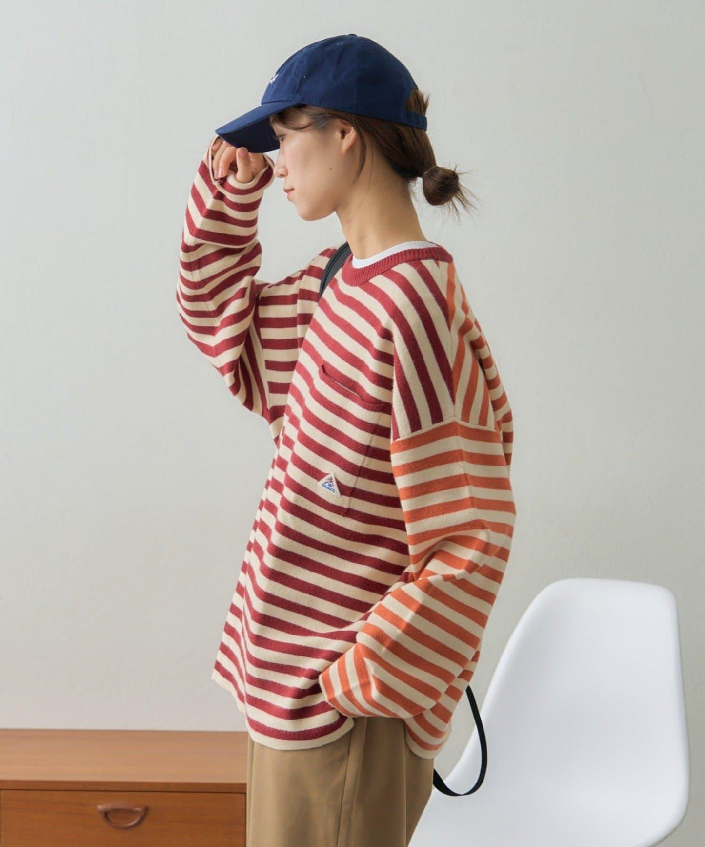 【中性】【GEVACO】條紋針織套頭衫