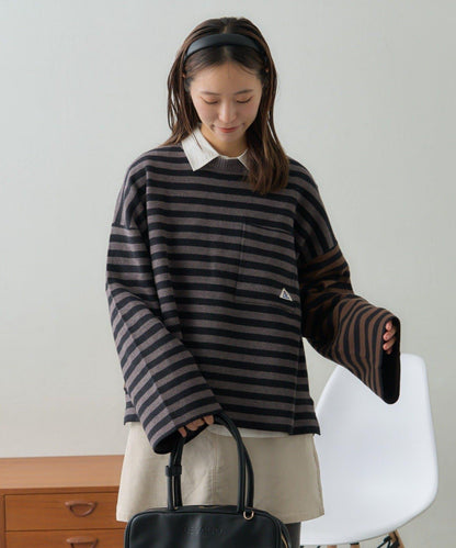 【GEVACO】短款條紋針織套頭衫