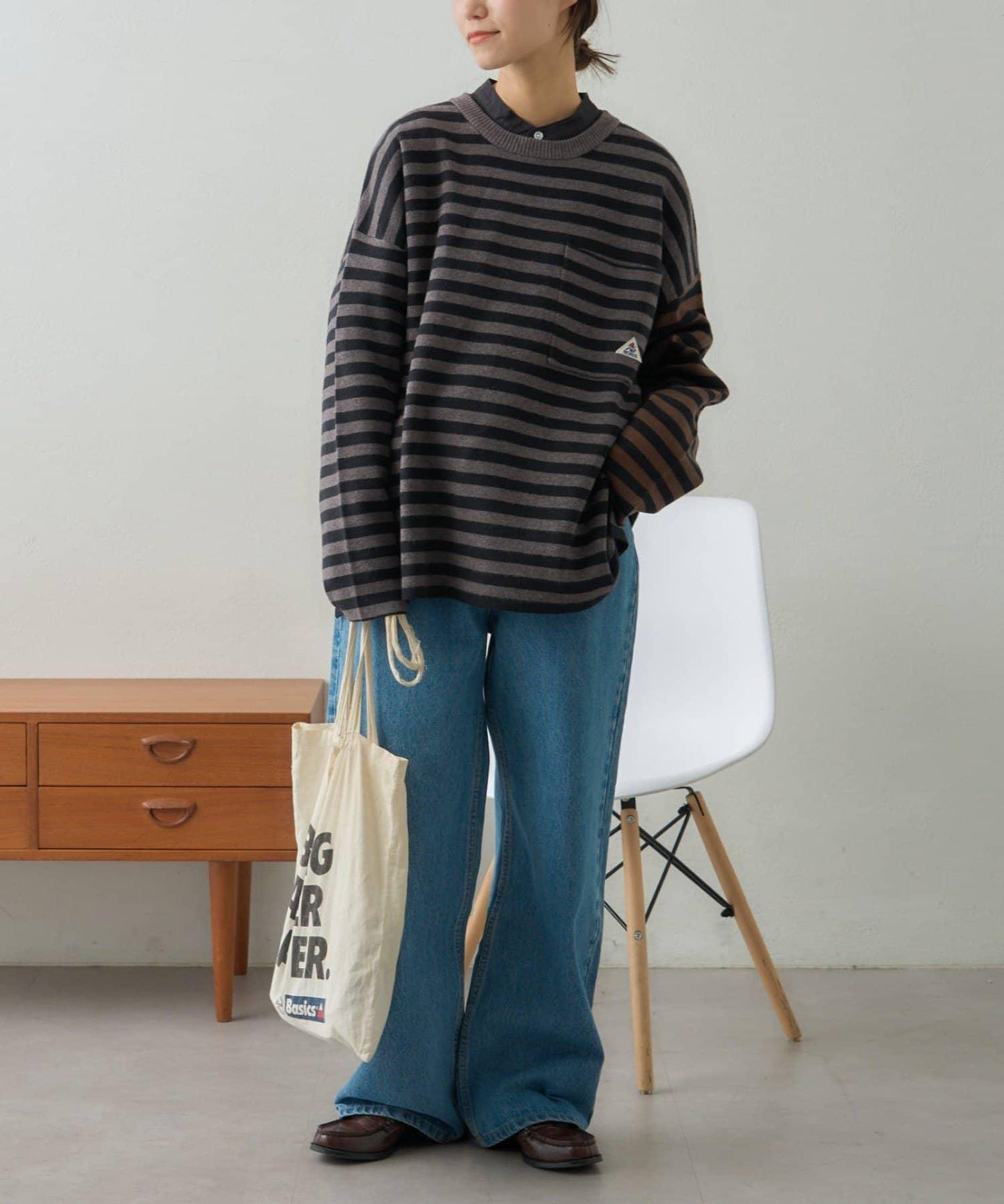 【中性】【GEVACO】條紋針織套頭衫