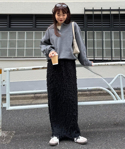 羽毛流蘇中長裙