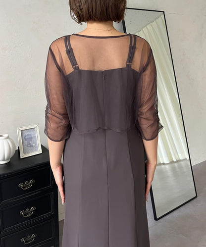 【MOMO】透視荷葉邊吊帶疊穿連衣裙