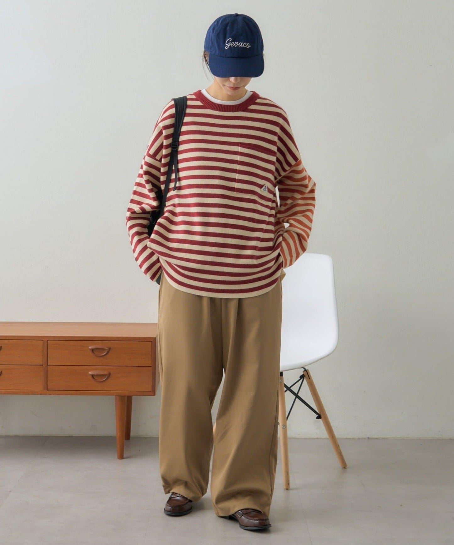 【中性】【GEVACO】條紋針織套頭衫