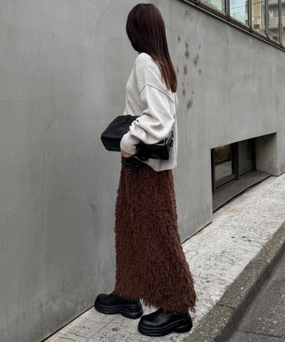 羽毛流蘇中長裙