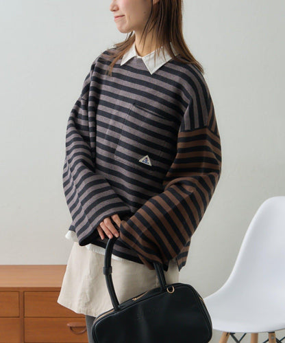 【GEVACO】短款條紋針織套頭衫