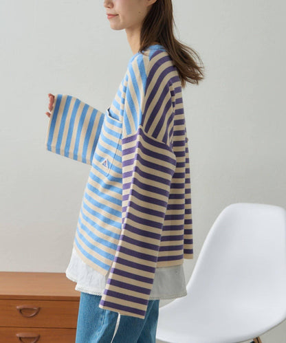 【GEVACO】短款條紋針織套頭衫