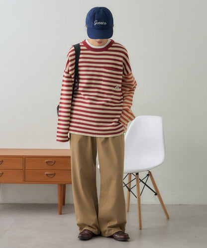 【中性】【GEVACO】條紋針織套頭衫