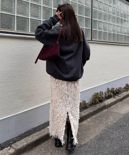 羽毛流蘇中長裙