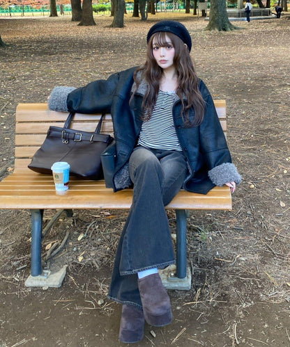 厚底羊羔絨懶人鞋