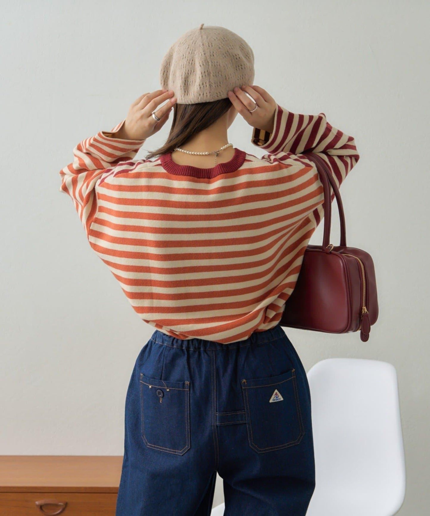 【GEVACO】短款條紋針織套頭衫