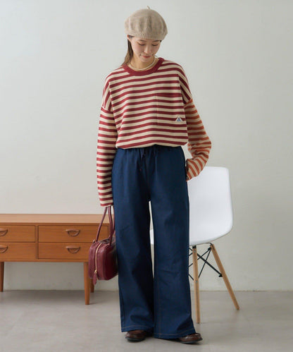 【GEVACO】短款條紋針織套頭衫