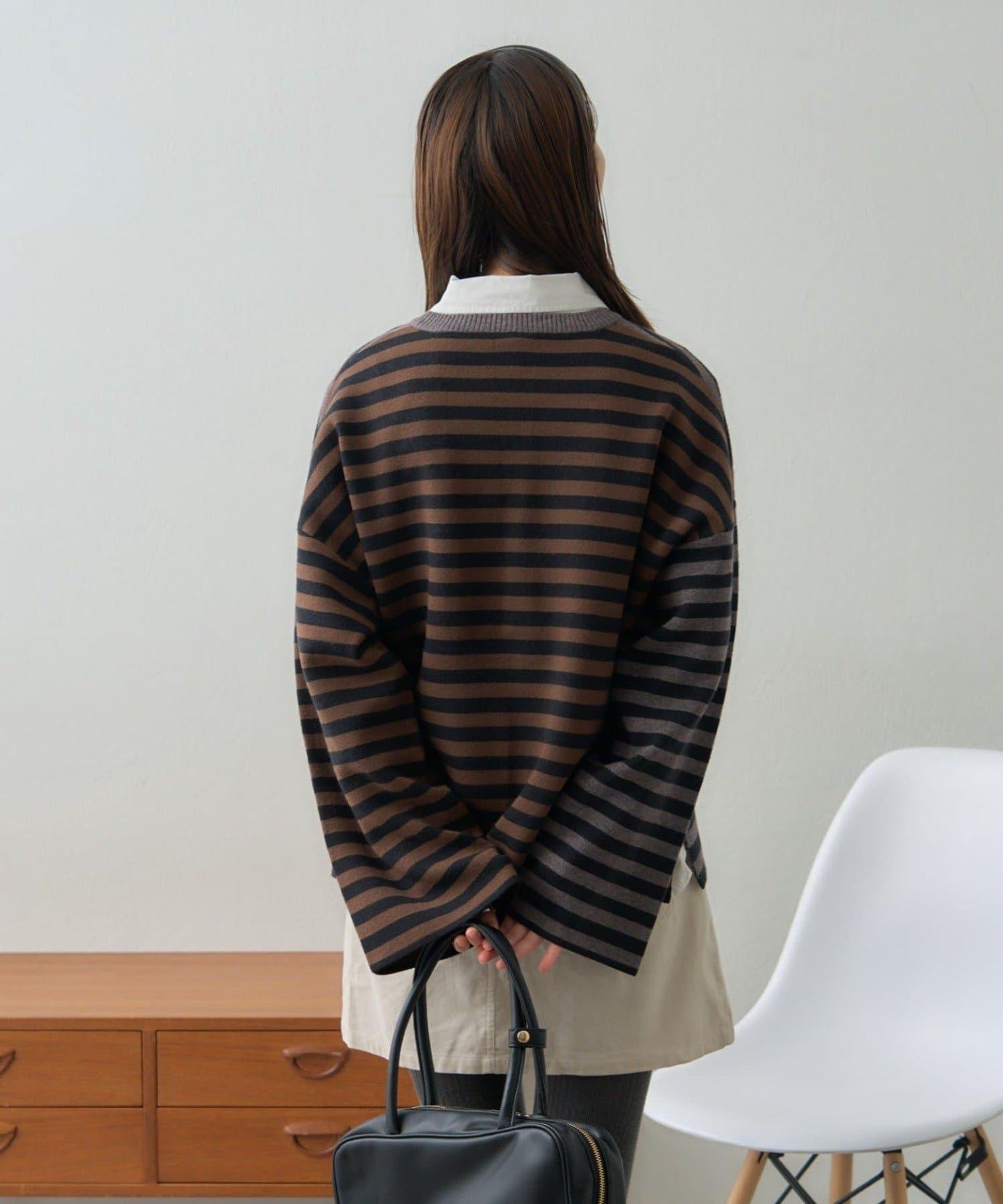 【GEVACO】短款條紋針織套頭衫