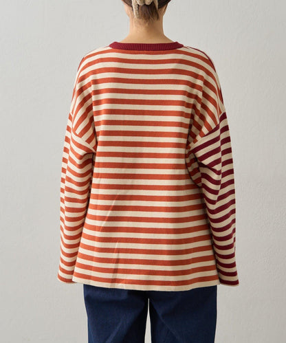 【中性】【GEVACO】條紋針織套頭衫