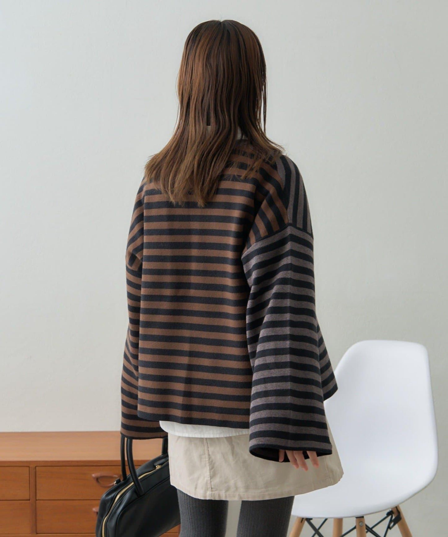 【GEVACO】短款條紋針織套頭衫