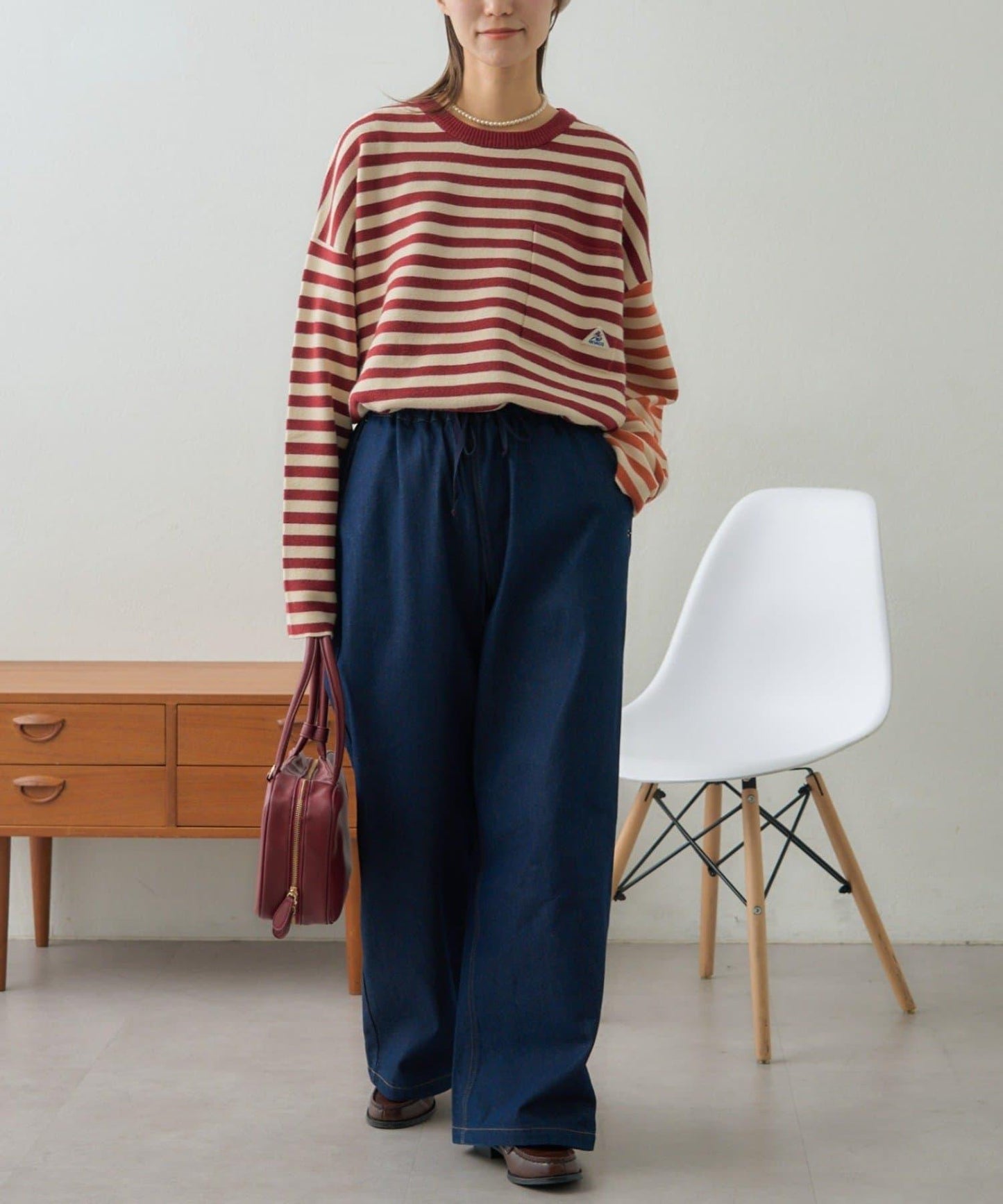 【GEVACO】短款條紋針織套頭衫