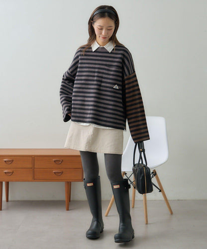 【GEVACO】短款條紋針織套頭衫