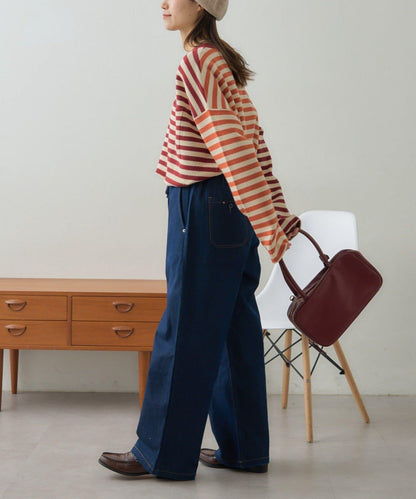 【GEVACO】短款條紋針織套頭衫