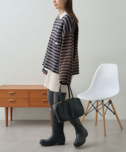 【GEVACO】短款條紋針織套頭衫