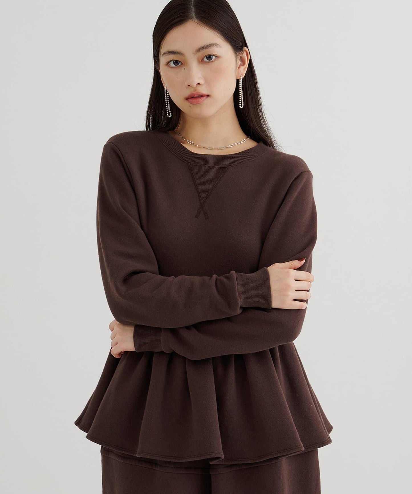 加絨荷葉邊套頭衫