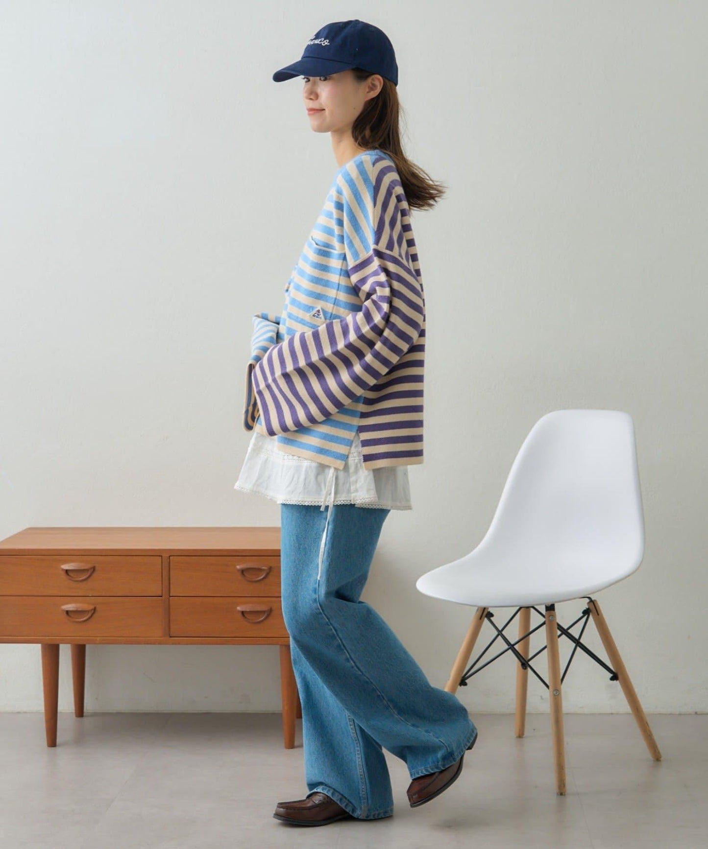 【GEVACO】短款條紋針織套頭衫