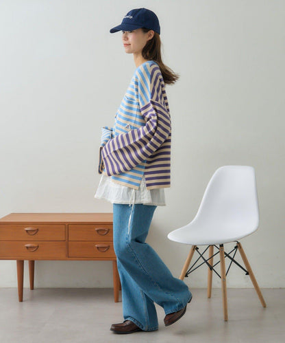 【GEVACO】短款條紋針織套頭衫