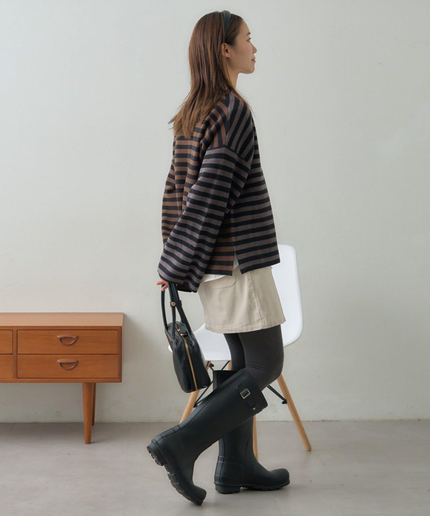 【GEVACO】短款條紋針織套頭衫