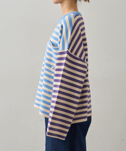 【GEVACO】短款條紋針織套頭衫