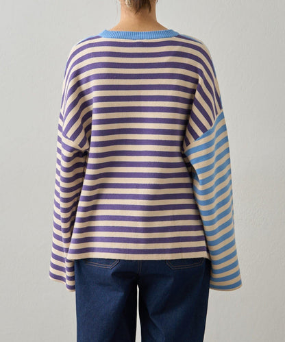 【GEVACO】短款條紋針織套頭衫