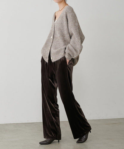 【LARUTA】側邊拼接天鵝絨長褲