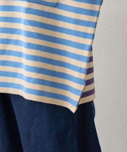 【GEVACO】短款條紋針織套頭衫