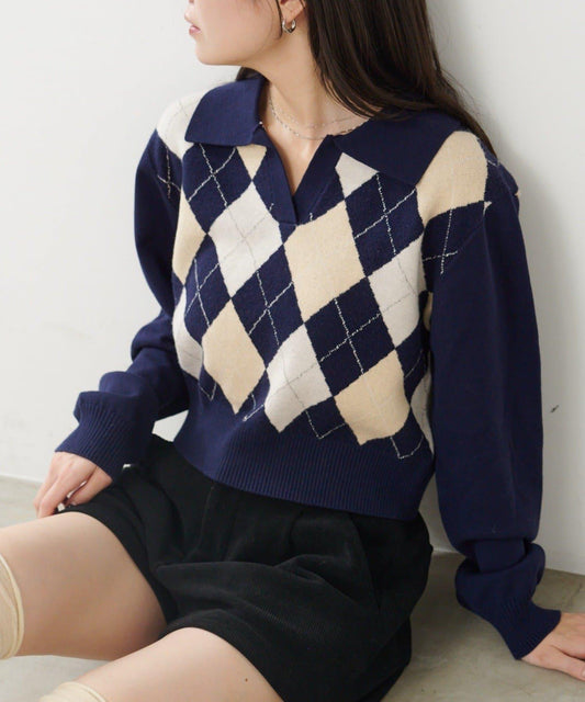 菱格針織開衫
