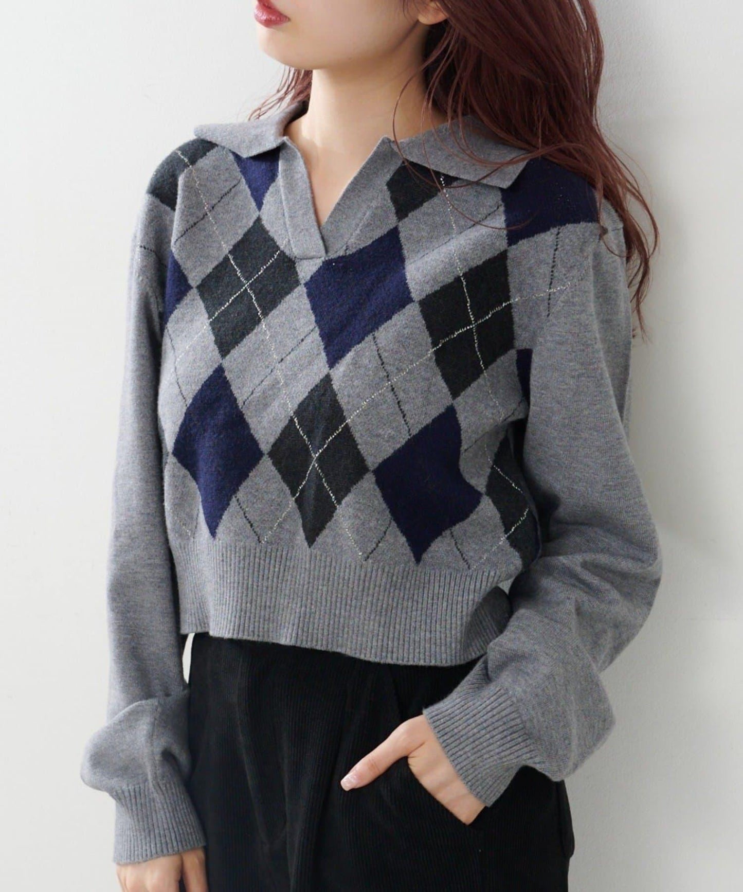 菱格針織開衫