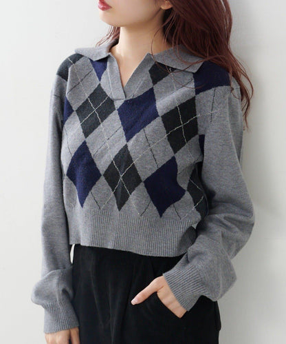 菱格針織開衫