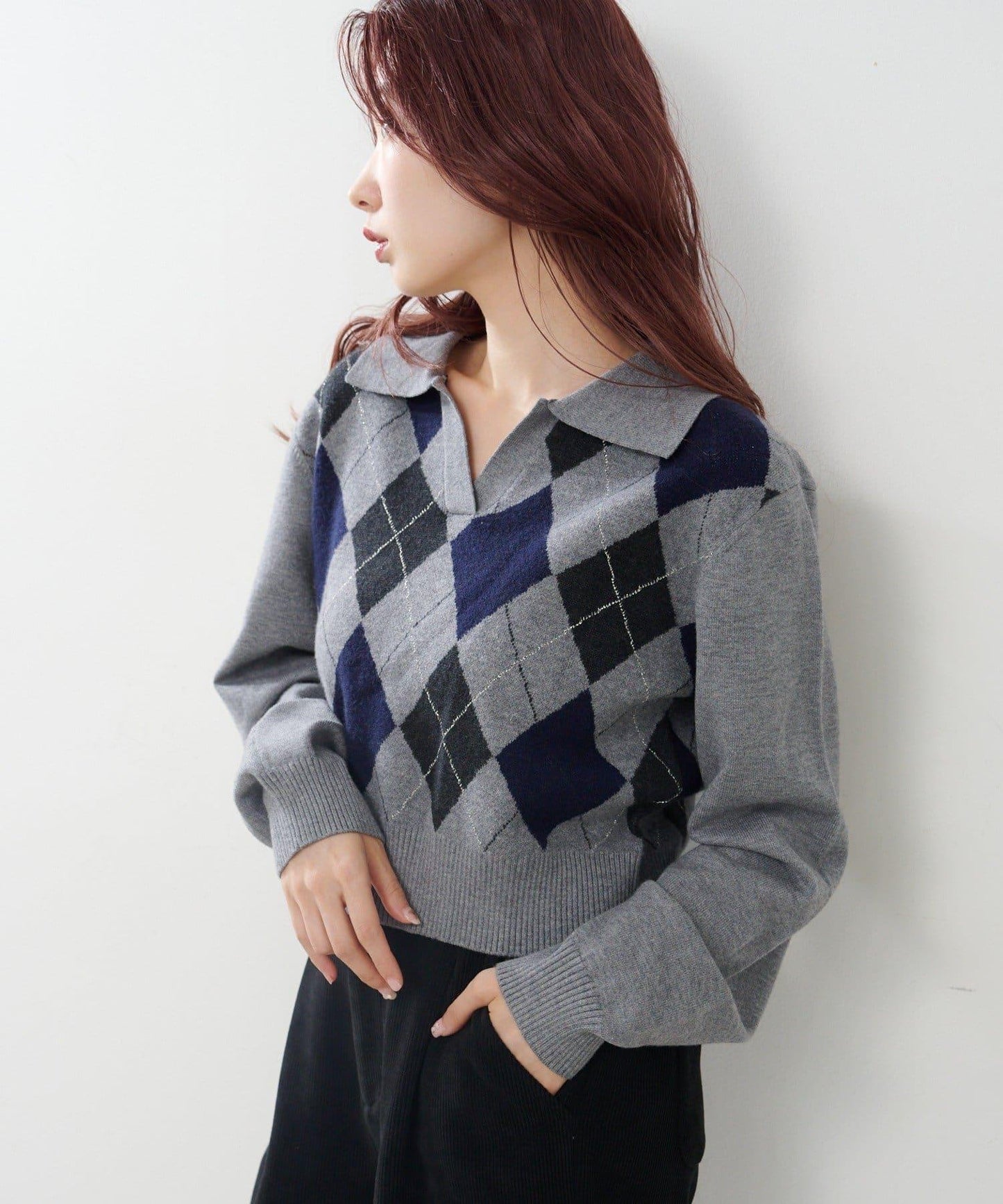 菱格針織開衫