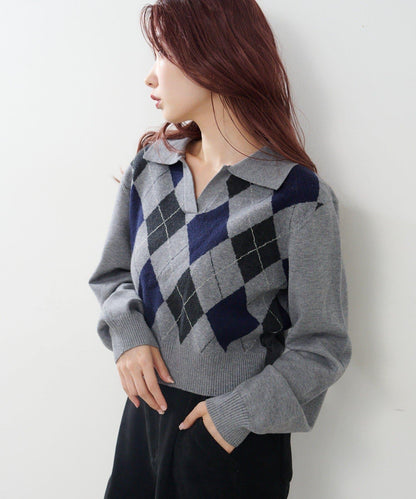 菱格針織開衫