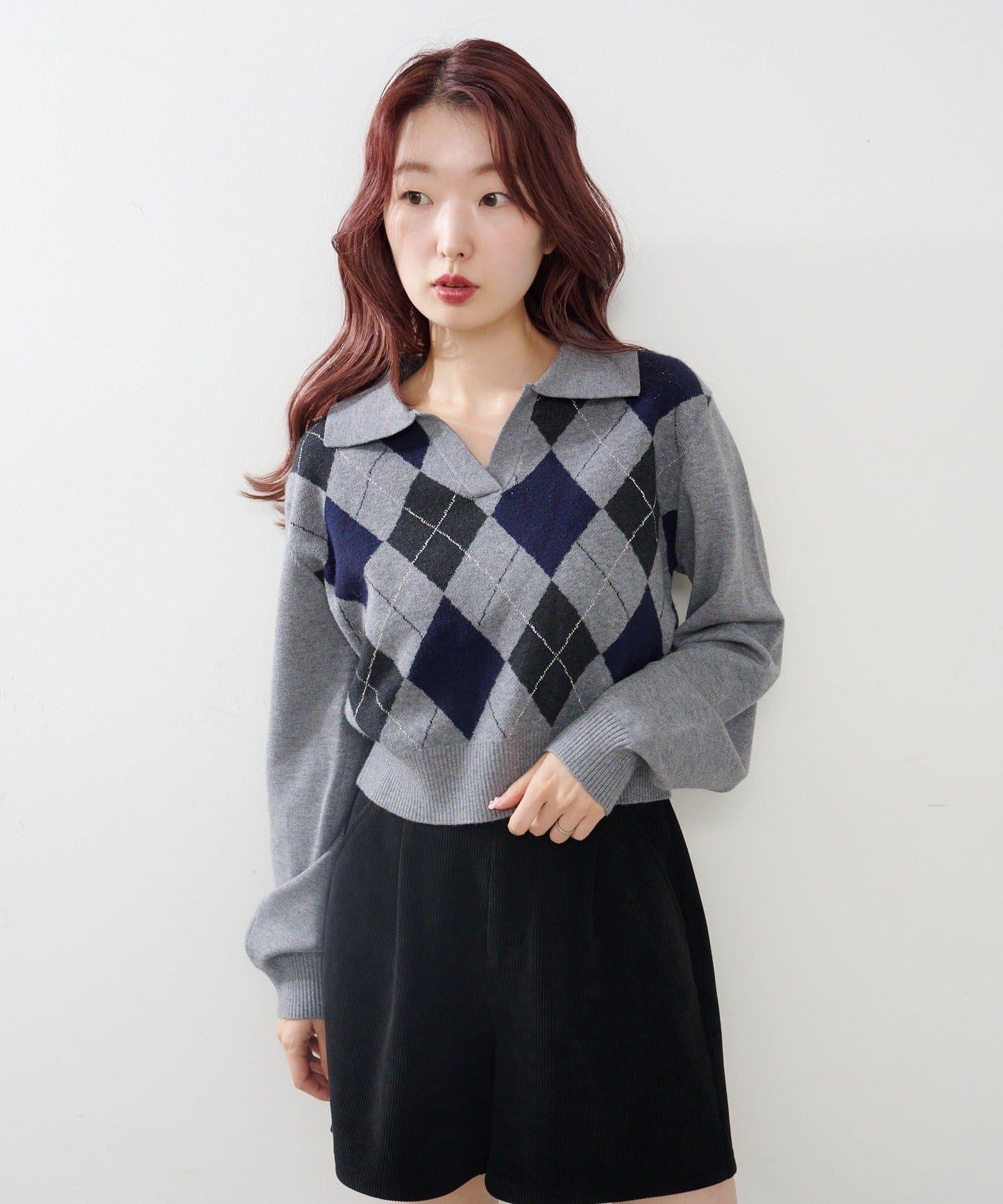 菱格針織開衫