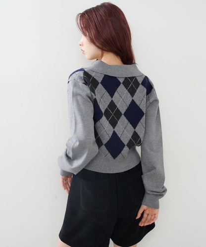 菱格針織開衫