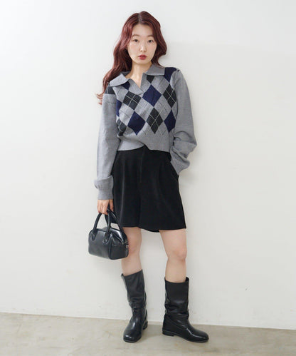 菱格針織開衫