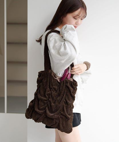 天鵝絨波紋托特包