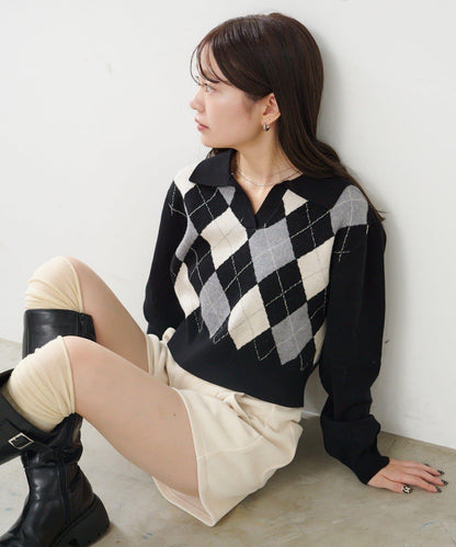 菱格針織開衫