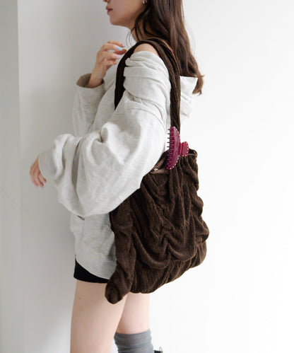 天鵝絨波紋托特包